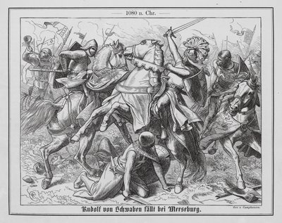 Zbuntowany książę Rudolf ze Szwabii śmiertelnie ranny w bitwie pod Elsterą autorstwa Wilhelm Camphausen