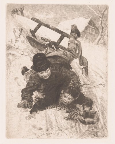Dwóch chłopców spada z sań autorstwa Wilhelm Carl August Zimmer