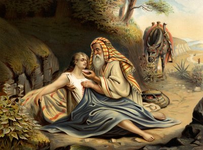 Dobry Samarytanin (kolor lito) autorstwa Wilhelm Ebbinghaus