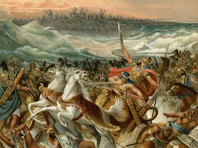 Izraelici ratują z Morza Czerwonego (kolor lito) autorstwa Wilhelm Ebbinghaus