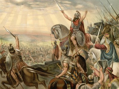 Cudowne zwycięstwo nad Amorytami (kolor lito) autorstwa Wilhelm Ebbinghaus