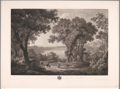 Widok na jezioro Albano w pobliżu Rzymu Der See von Albano dei Rom (tytuł na obiekcie) autorstwa Wilhelm Friedrich Gmelin