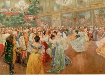 Piłka dworska w Redoutensaele, Pałac Cesarski, Wiedeń ... (akwarela) autorstwa Wilhelm Gause