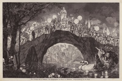 Festiwal ku czci artysty Petera von Corneliusa w Malkastenpark, Dusseldorf, Niemcy (grafika) autorstwa Wilhelm Gause