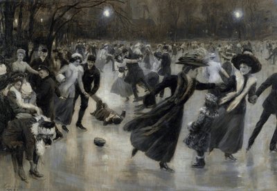 „Impreza na lodzie” (Impreza na lodzie) Łyżwiarze w obrazie Belle Epoque autorstwa Wilhelma Gausa (1853-1916) autorstwa Wilhelm Gause
