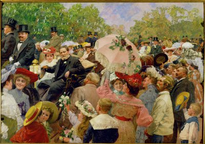 Burmistrz Wiednia Karl Lueger w swoim powozie podczas flower-corso na wiedeńskim Praterze w ... autorstwa Wilhelm Gause