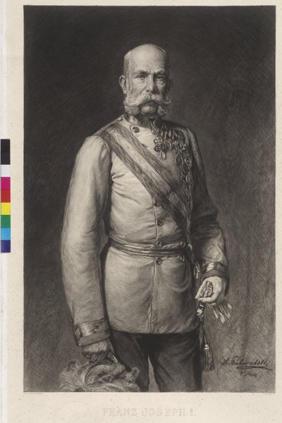 Franciszek Józef I w mundurze galowym marszałka polnego, czapka galowa z daszkiem. autorstwa Wilhelm Hecht