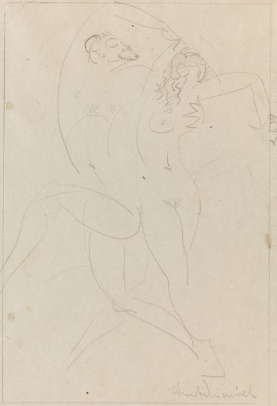 Nimfa i Satyr, ok. 1915 (grafit na papierze) autorstwa Wilhelm Hunt Diederich