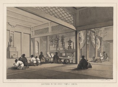 Nabożeństwa w Wielkiej Świątyni, Simoda, 1855 autorstwa Wilhelm Joseph Heine