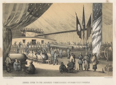 Kolacja dla komisarzy japońskich na pokładzie USSF. Powhatan, 1855 autorstwa Wilhelm Joseph Heine