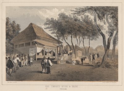 Dom i silnik straży pożarnej, przeprowadzka, 1855 r. autorstwa Wilhelm Joseph Heine