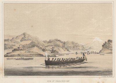 Widok na Uragę, zatokę Yedo, 1855 autorstwa Wilhelm Joseph Heine