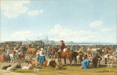 Targ bydlęcy w pobliżu Genui, 1820 autorstwa Wilhelm Kobell Ritter von