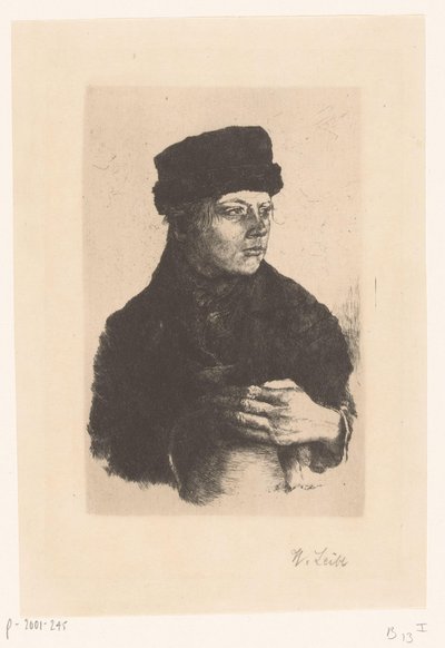 Chłopiec na farmie z dzbankiem autorstwa Wilhelm Maria Hubertus Leibl (signed by artist)