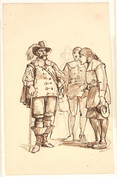 Szlachcic od Chr. 4. czas na rozmowę z dwoma mężczyznami autorstwa Wilhelm Marstrand