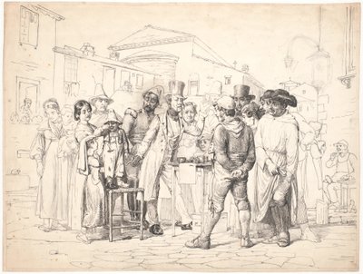 Szarlatan sprzedaje błyszczącą czerń, Rome autorstwa Wilhelm Marstrand