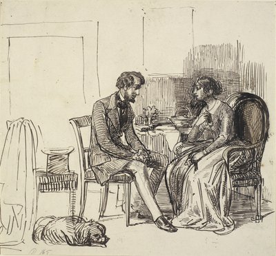 Dżentelmen odwiedzający młodszą damę autorstwa Wilhelm Marstrand