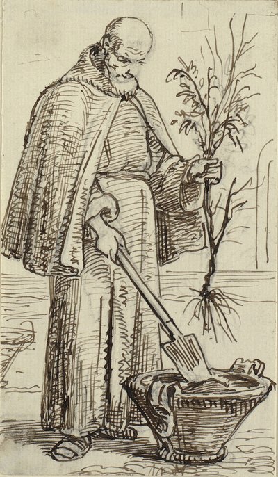 Mnich sadzi drzewo autorstwa Wilhelm Marstrand