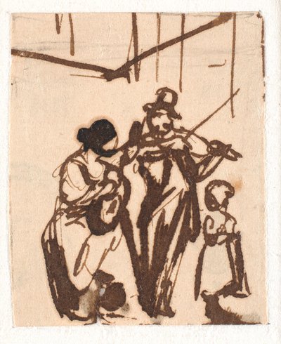 Muzycy uliczni. Bardzo mały szkic autorstwa Wilhelm Marstrand