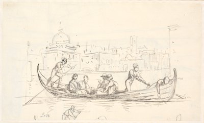 Gondola z dwoma wioślarzami autorstwa Wilhelm Marstrand