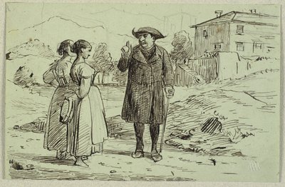 Włoska scena z dwiema kobietami i ojcem autorstwa Wilhelm Marstrand