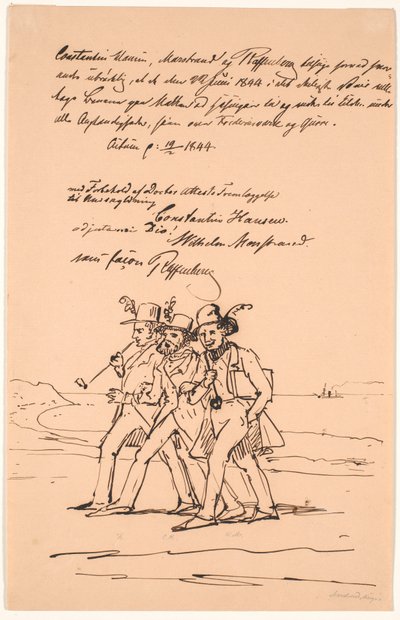 Marstrand, Constantin Hansen i Raffenberg na spacerze autorstwa Wilhelm Marstrand