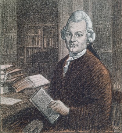 Portret Gottholda Ephraima Lessinga (1729-81), ilustracja z magazynu „Simplicissimus” autorstwa Wilhelm Schulz