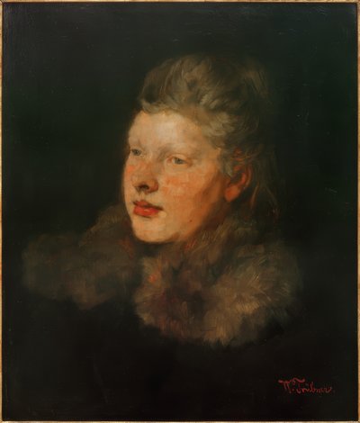 Blondynka z futrem autorstwa Wilhelm Trübner