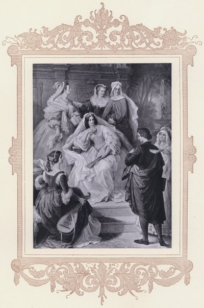 Leonora, Torquato Tasso (lito) autorstwa Wilhelm von (after) Kaulbach