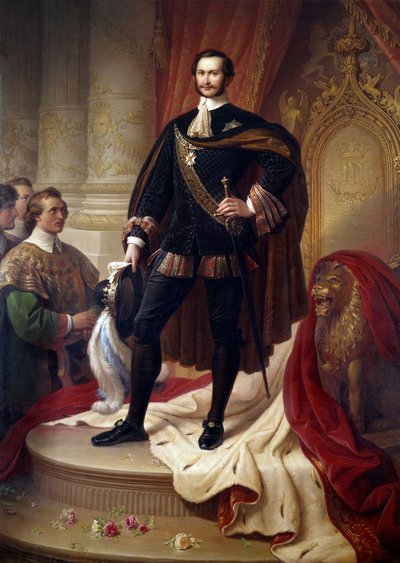 Portret u stóp Maksymiliana II Józefa (1811-1864), króla Baviere Obraz Wilhema von Kaulbacha (1805-1874) autorstwa Wilhelm von Kaulbach