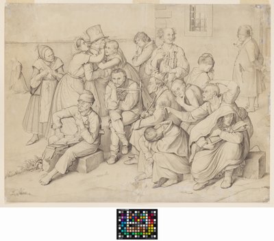 Dom wariatów (grafit na białym papierze, odłożony) autorstwa Wilhelm von Kaulbach