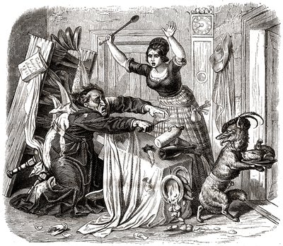 Lis kradnie kapłona ze stołu księdza autorstwa Wilhelm von Kaulbach