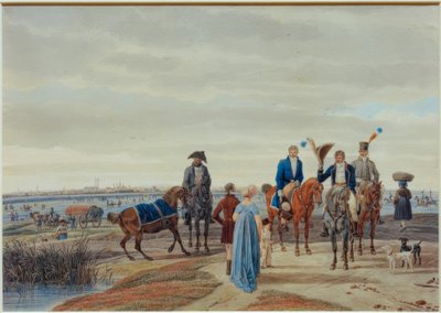 Spotkanie pary z funkcjonariuszami pod Monachium autorstwa Wilhelm von Kobell