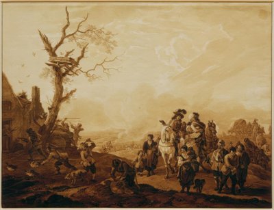 Grabież wsi przez żołnierzy autorstwa Wilhelm von Kobell