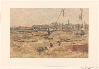 Plac budowy w Wilhelmina Gasthuis autorstwa Wilhelmus Johannes Steenhoff