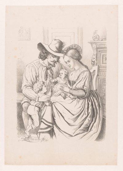 Rodzina z małymi dziećmi Trzeci wiek ludzkiego życia Art Album W.P. van Geldorp (tytuł serii) autorstwa Wilhelmus Petrus van Geldorp