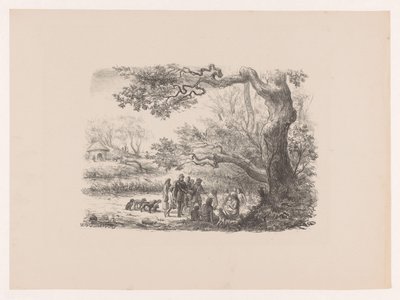 Powrót z polowania Nasi przodkowie nadchodzącego polowania Art Album W.P. van Geldorp (tytuł serii) autorstwa Wilhelmus Petrus van Geldorp