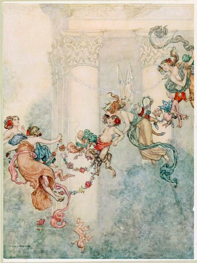 Puck: Nigdy nie miała tak słodkiej uzurpatora, z pubu A Sen nocy letniej. 1914. autorstwa Wiliam Heath Robinson