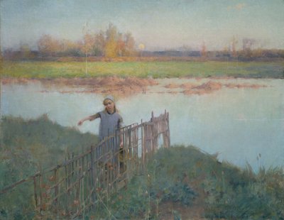 Zachód słońca w Grez autorstwa Willard Leroy Metcalf