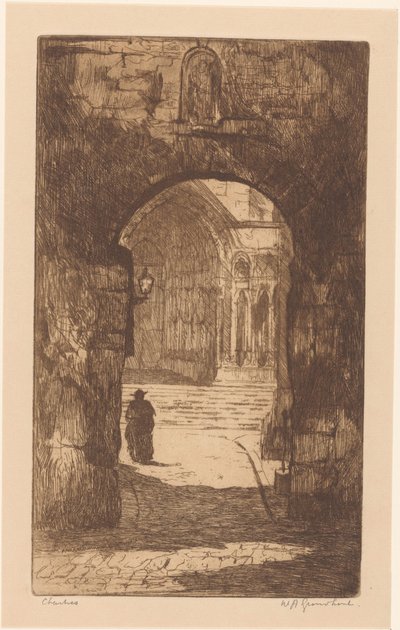 Chartres (oryginalny tytuł na obiekcie) autorstwa Willem Adrianus Grondhout (signed by artist)
