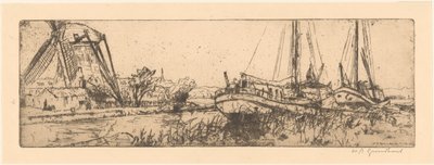 De Vliet (tytuł oryginalny) autorstwa Willem Adrianus Grondhout (signed by artist)