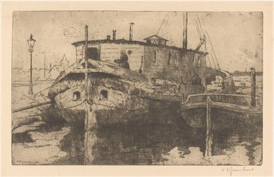 Laakhaven w Hadze autorstwa Willem Adrianus Grondhout (signed by artist)