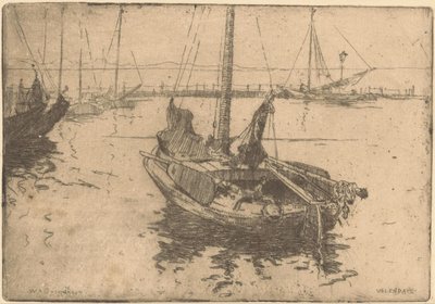 Barki w porcie Volendam autorstwa Willem Adrianus Grondhout (signed by artist)