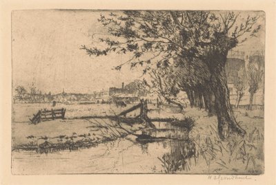 Rów w Miejskiej Fabryce Gazu w Binckhorst w Hadze autorstwa Willem Adrianus Grondhout (signed by artist)
