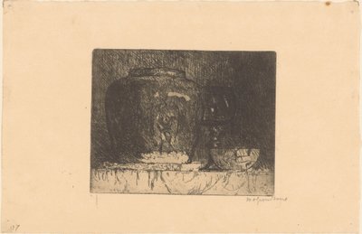 Martwa natura ze słoikiem imbiru, kieliszkiem do wina i miską autorstwa Willem Adrianus Grondhout (signed by artist)