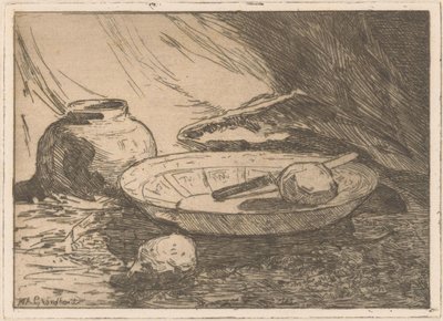 Martwa natura z garnkiem i miską autorstwa Willem Adrianus Grondhout (signed by artist)