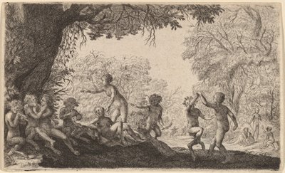 Bachanalia z tańczącą parą po prawej stronie autorstwa Willem Basse