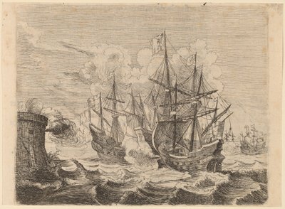 Zwycięstwo Heemskercka nad hiszpańską flotą na Gibraltarze autorstwa Willem Basse
