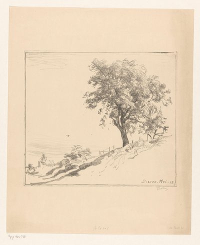 Krajobraz z drzewem na grobli w Dieren Drzewo na grobli (tytuł oryginalny) autorstwa Willem Bastiaan Tholen (signed by artist)