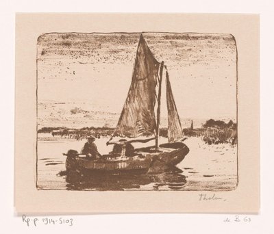 Mężczyzna w żaglówce Łódź (oryginalny tytuł) autorstwa Willem Bastiaan Tholen (signed by artist)